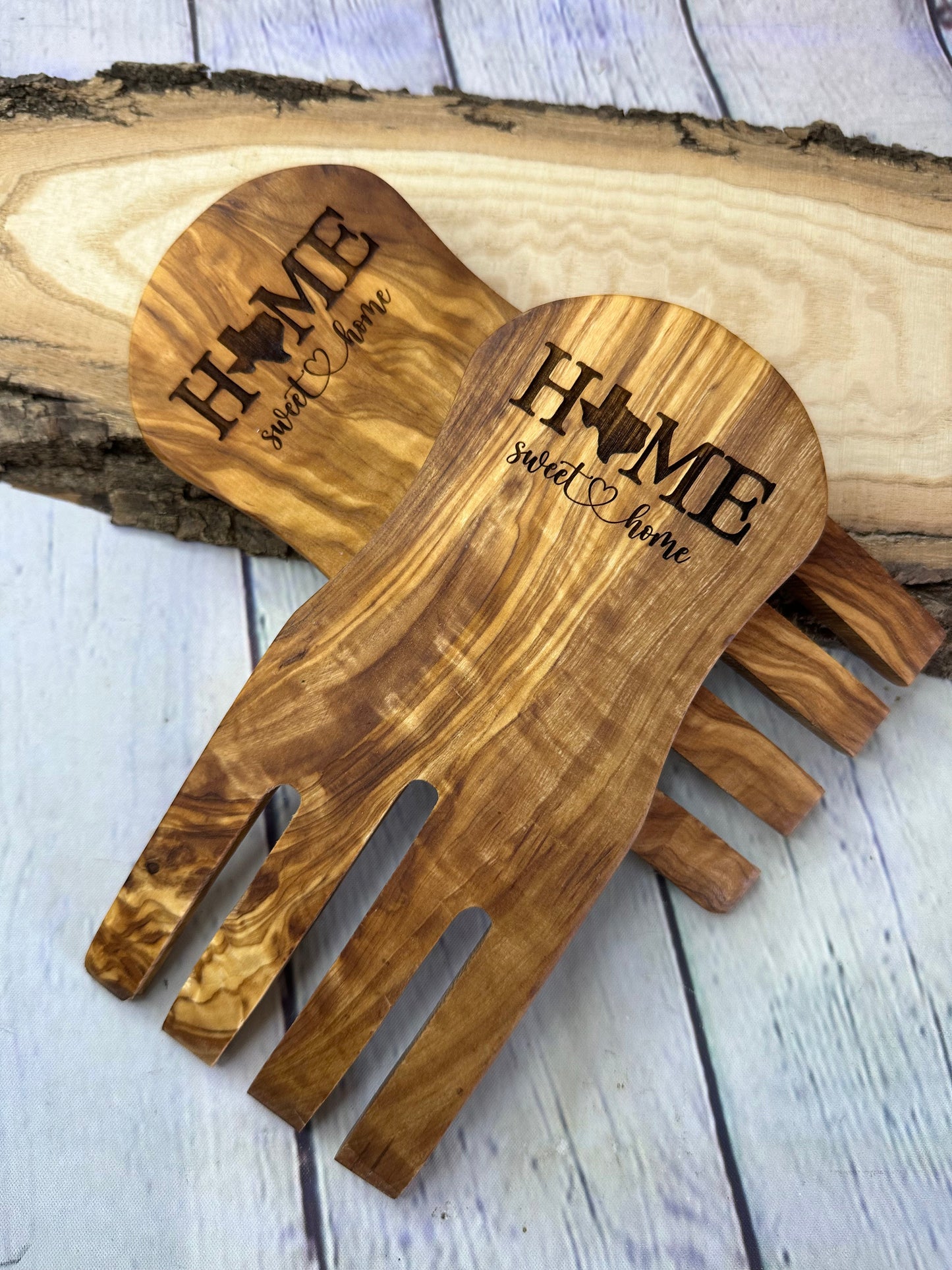 Olive Wood Salad Hands