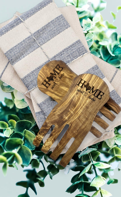 Olive Wood Salad Hands