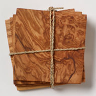 Olive Wood Square Coaster Set