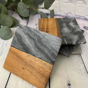 Acacia/Slate Coaster Set