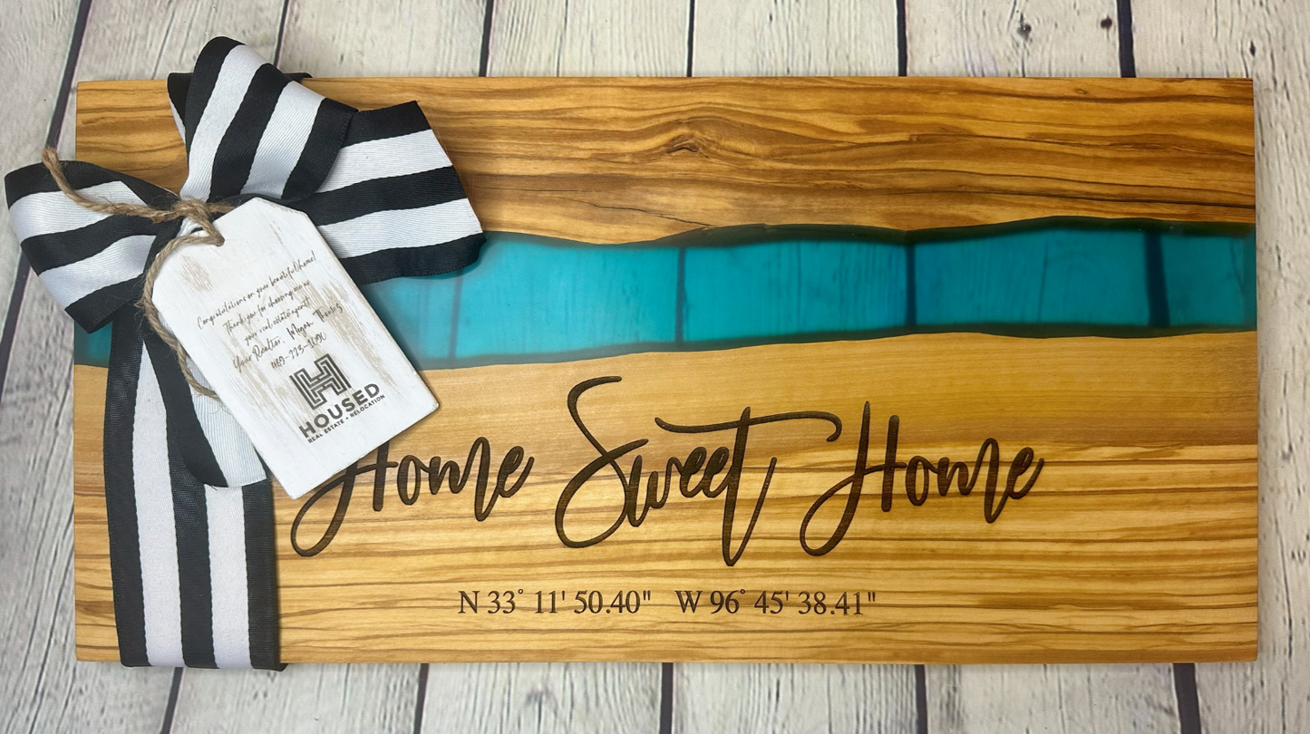 Olive Wood with Resin River Cutting Board